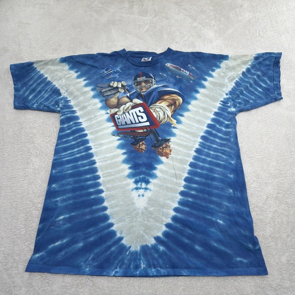 VTG New York Giants Liquid Blue Tie Dye T-shirt Mens XL Front/ Back Graphics USA